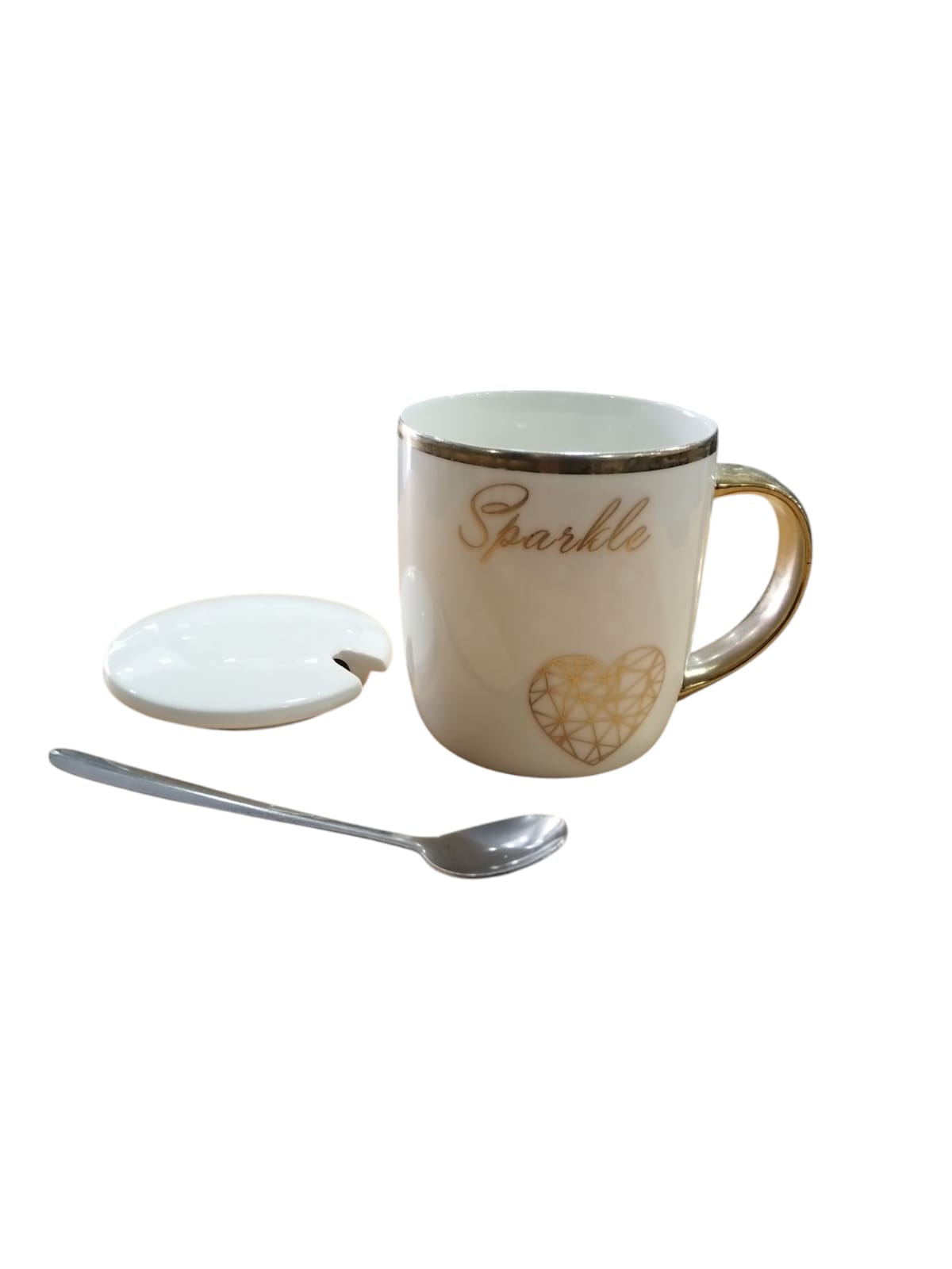 Ceramic Mug with Lid and Spoon