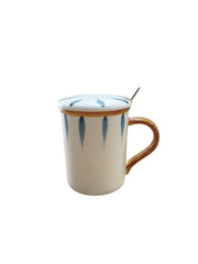 Ceramic Mug with Lid & Golden Spoon