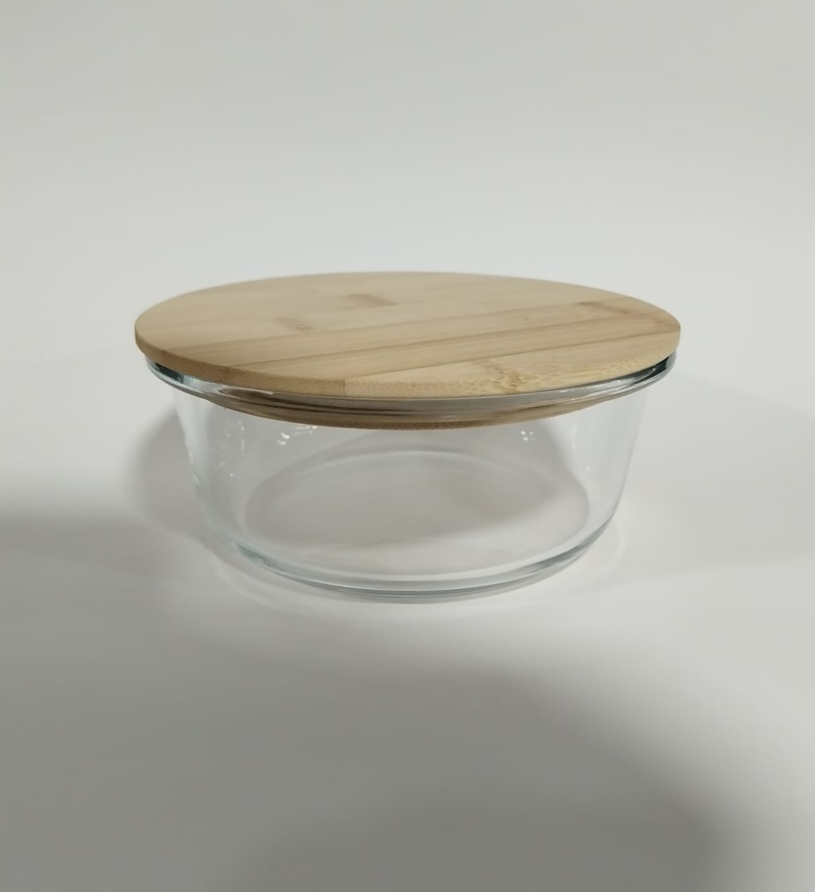Round Glass Food Storage  with Bamboo Lids