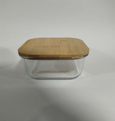 Square Glass Food Storage  with Bamboo Lids