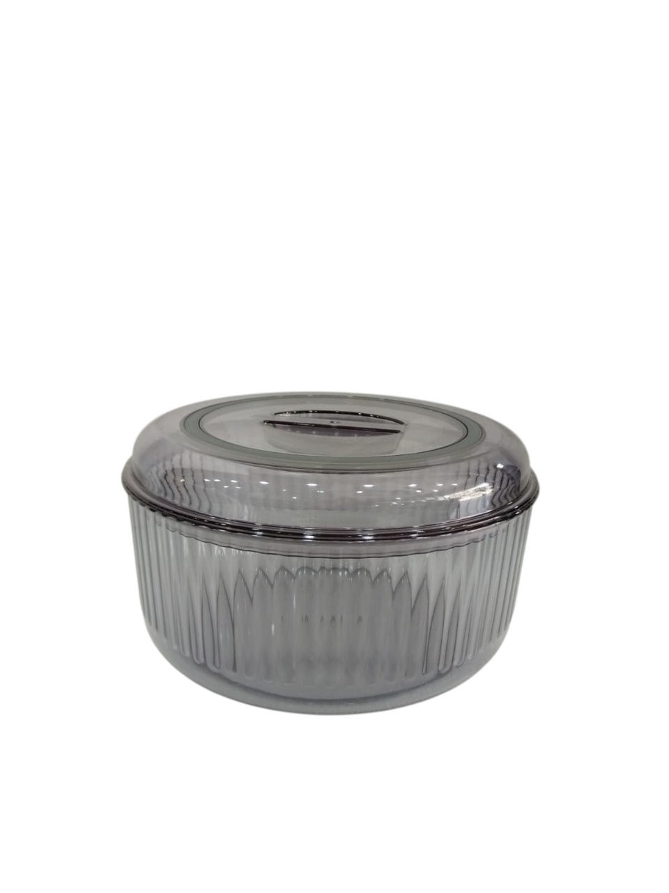 Plexi Round Ribbed Container with Lid – 3L Capacity