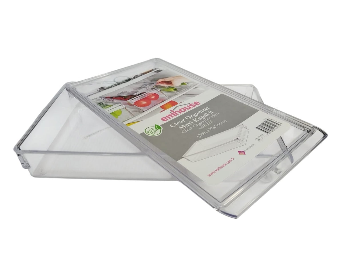 Slim Fridge Organizer Box with Lid