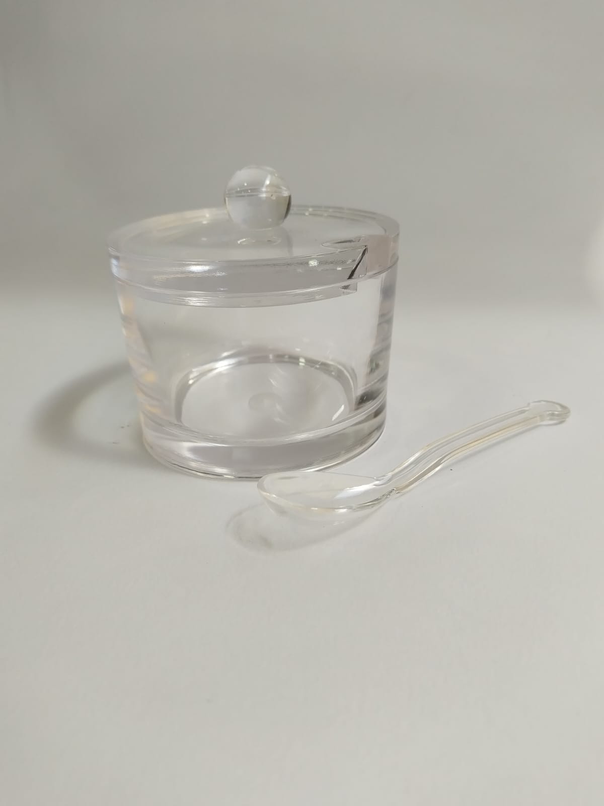 Acrylic Sugar Pot with Lid & Spoon – Clear Plexiglass Design