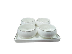 Set of 4 Ceramic Bowls with Serving Plate