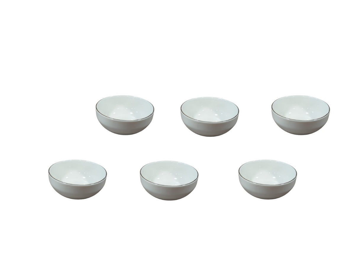 Set of 6 Ceramic Bowls Gold Rim