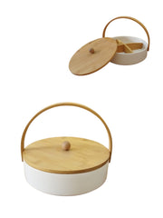 Ceramic Snack Tray with Bamboo Lid