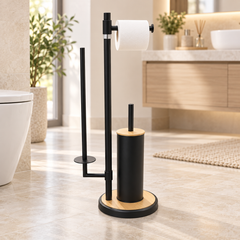 ستاند حمام أسود  وفرشاة المرحاض | Black Bathroom Organizer Stand