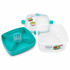 Sistema To Go Salad Max 1.63L with 4 Compartments & Sandwich Box - طبق سلطة سيستيما ماكس 1.63ل مع 4 أقسام وعلبة سندويتشات