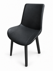 كرسي طعام أسود من الجلد | Black Leather Dining Chair