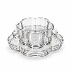 طقم أوعية تقديم زجاجية بتصميم زهرة | Flower-Shaped Glass Serving Bowl Set 6PCS