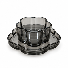 طقم أوعية تقديم زجاجية بتصميم زهرة | Flower-Shaped Glass Serving Bowl Set 6PCS