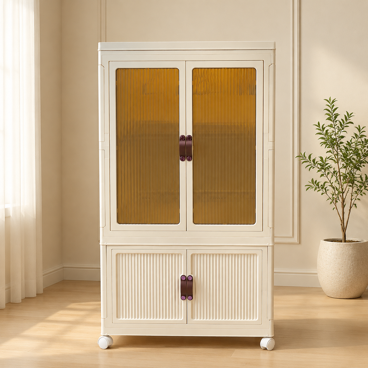 2-Tier Multipurpose Storage Cabinet with Wheels