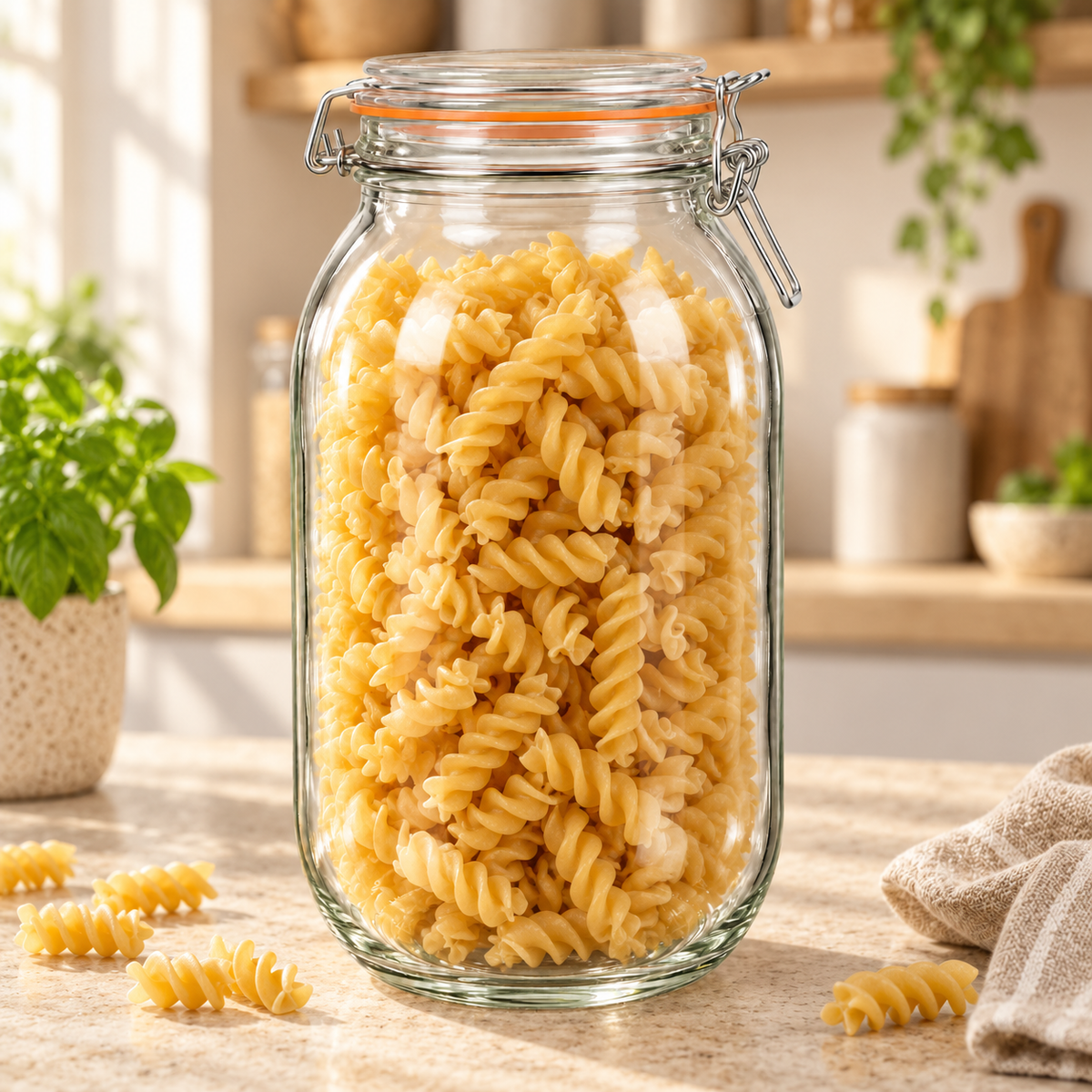 برطمان تخزين زجاجي 3000 مل بغطاء محكم | 3000 ml Glass Storage Jar