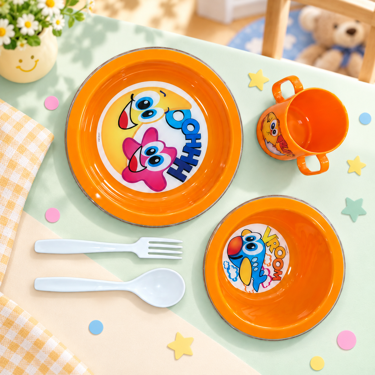 طقم أدوات مائدة للأطفال 5 قطع  | Kids 5-Piece Tableware Set
