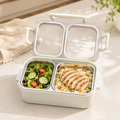 علبة غداء ستانلس ستيل و بلاستيك Stainless Steel Lunch Box And plastic