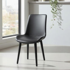 كرسي طعام أسود من الجلد | Black Leather Dining Chair
