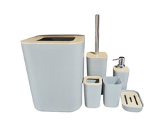 Bamboo-Top Bathroom Accessory Set