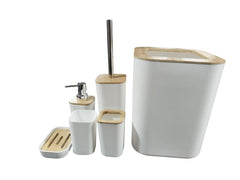 Bamboo-Top Bathroom Accessory Set
