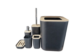 Bamboo-Top Bathroom Accessory Set